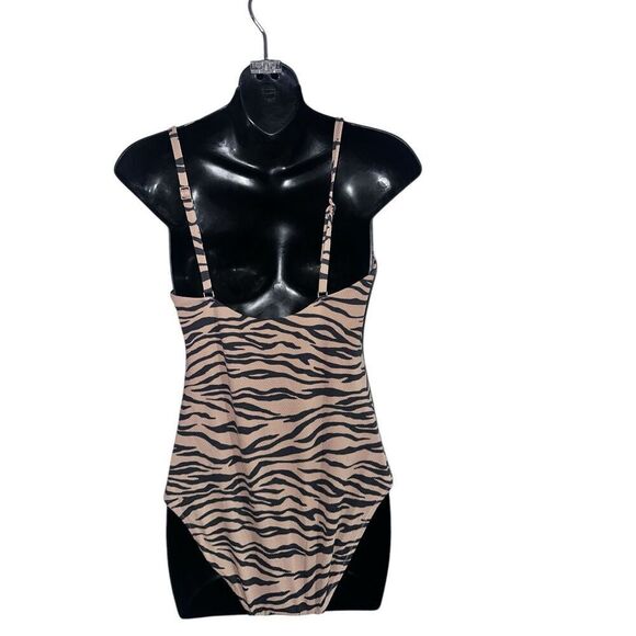 NEW WITH TAGS beautiful Aerie Swimsuit Womens size Large Tan Black Tiger Print W - Picture 4 of 6